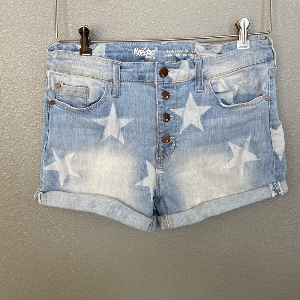 Mossimo Supply Co. Light Blue Star-Print High-Rise Jean Shorts